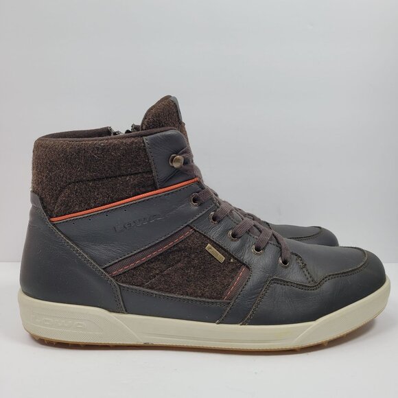 Lowa Bosco GTX Men's Dark Gray Brown Zip Up Ankle Winter Boots US Size 14 - Picture 1 of 9